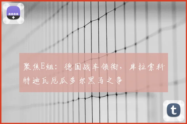 聚焦E组：德国战车领衔，库拉索科特迪瓦厄瓜多尔黑马之争